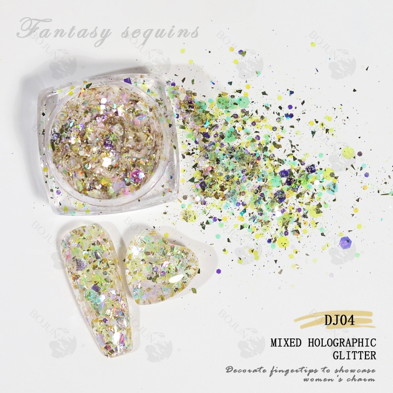 BOJUN DJ04 | Metallic Rainbow Effect Holographic Chunky Glitter